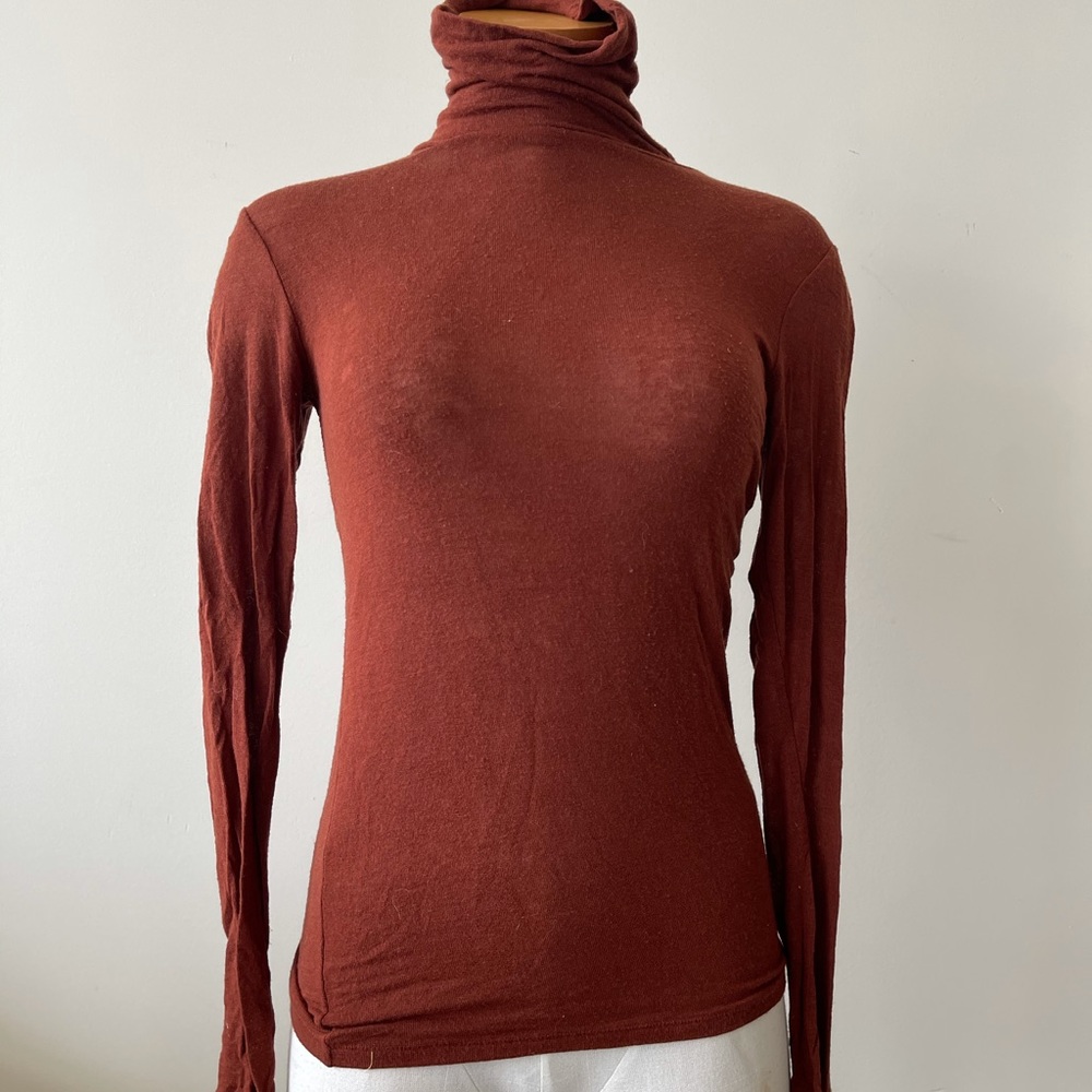 Wilfred Burnt Orange Sheer Turtle Neck